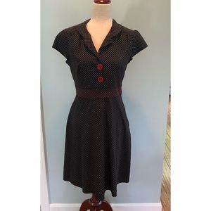 Ruby Rox rockabilly dress.  Super cute, black with white polka dots. Side zip.